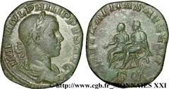 PHILIPPE II(05/244-09/249)Marcus Julius PhilippusAuguste(04/247-09/249) Sesterce, (GB, ئ 29) N° v21_3083    Date : 249 Nom de l'atelier : Rome Métal : bronze ou cuivre Diamètre : 28,5mm Axe des coins 