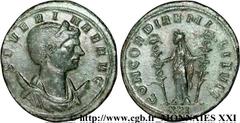 SEVERINE(+ après 275)Ulpia SeverinaFemme d'Aurélien - Augusta(274-275) Aurelianus N° v21_3309    Date : 275 Nom de l'atelier : Pannonie Supérieure, Siscia (Sisak) Métal : billon Diamètre : 22,5mm Axe 