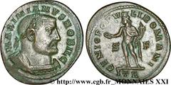 GALERE(1/03/293-5/05/311)Galerius Valerius MaximianusCésar(1/03/293-1/05/305) Follis ou nummus N° v21_3474    Date : 302-303 Nom de l'atelier : Belgique, Trèves (Treveri) Métal : cuivre Diamètre : 29m