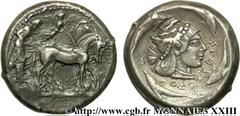SICILE - SYRACUSE(Ve siècle avant J.-C.)Hiéron I, tyran de Syracuse(478-467 avant J.-C.) Tétradrachme N° v23_0028    Date : c. 475-470 AC. Nom de l'atelier : Syracuse Métal : argent Diamètre : 24,5mm 