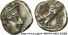 ATTIQUE - ATHENES(393-323 avant J.-C.) Tétradrachme N° v23_0084    Date : c. 350 AC. Nom de l'atelier : Athènes Métal : argent Diamètre : 23mm Axe des coins : 8h. Poids : 17,11g. Etat de conservation 
