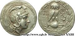 ATTIQUE - ATHENES(IIe - Ier siècles avant J.-C.) Tétradrachme stéphanophore N° v23_0087    Date : c. 178-177 AC. Nom de l'atelier : Athènes Métal : argent Diamètre : 32,5mm Axe des coins : 12h. Poids 