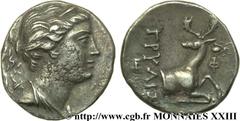IONIE - EPHESE(258-202 avant J.-C.) Didrachme N° v23_0114    Date : c. 258-202 AC. Nom de l'atelier : Ephèse Métal : argent Diamètre : 21mm Axe des coins : 12h. Poids : 6,54g. Degré de rareté : R2 Eta