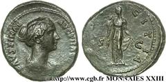 FAUSTINE JEUNE(+175)Annia Galeria FaustinaAugusta(146-175) Moyen bronze, dupondius ou as (MB, ئ 28) N° v23_0452    Date : 147 Nom de l'atelier : Rome Métal : bronze Diamètre : 27,5mm Axe des coins : 1