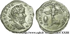SEPTIME SEVERE(13/04/193-4/02/211)Lucius Septimius Severus Denier N° v23_0470    Date : 200 Nom de l'atelier : Rome Métal : argent Diamètre : 18,5mm Axe des coins : 12h. Poids : 3,62g. Etat de conserv
