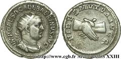 BALBIN(02-04/05/238)Decimus Cوlius Balbinus Antoninien N° v23_0562    Date : 238 Nom de l'atelier : Rome Métal : argent Diamètre : 22mm Axe des coins : 12h. Poids : 4,98g. Degré de rareté : R2 Etat de
