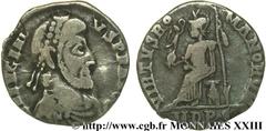 EUGENE(22/08/392-6/09/394)Flavius Eugenius Silique N° v23_0646    Date : 392-394 Nom de l'atelier : Belgique, Trèves (Treveri) Métal : argent Diamètre : 16mm Axe des coins : 6h. Poids : 1,40g. Degré d