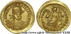THEODOSE II(10/01/402-28/07/450)Flavius Theodosius Solidus N° v23_0653    Date : 431-432 Nom de l'atelier : Constantinople Métal : or Diamètre : 20,5mm Axe des coins : 6h. Poids : 4,45g. Degré de rare