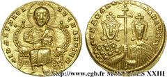 CONSTANTIN VII PORPHYROGENETE(6/06/913-9/11/959)Constantin VII et Romain II(6/04/945-9/11/959) Solidus N° v23_0696    Date : 945-959 Nom de l'atelier : Constantinople Métal : or Diamètre : 19mm Axe de