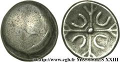 SUD-OUEST DE LA GAULE(IIIe siècle avant J.-C.) Drachme imitation de Rhodé / monnaie lourde N° v23_0722    Date : IIIe siècle avant J.-C. Métal : argent Diamètre : 17,5mm Poids : 4,69g. Degré de rareté