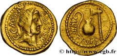 JULIUS CAESAR Type : Aureus  Date : 46 AC.  Mint name / Town : Rome  Metal : gold  Millesimal fineness : 1000  ‰ Diameter : 20,5  mm Orientation dies : 12  h. Weight : 8,16  g. Rarity : R1  Obverse le