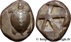 AIGINA - AIGINA ISLAND - AIGINA Type : Statère  Date : c. 457-456 AC.  Mint name / Town : Égine  Metal : silver  Diameter : 21,5  mm Orientation dies : 6  h. Weight : 12,46  g. Rarity : R3  Obverse le