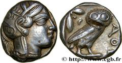 ATTICA - ATHENS Type : Tétradrachme  Date : c. 420 AC.  Mint name / Town : Athènes, Attique  Metal : silver  Diameter : 24,5  mm Orientation dies : 9  h. Weight : 17,20  g. Obverse legend : Anépigraph