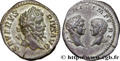 SEPTIMIUS SEVERUS, CARACALLA and GETA Type : Denier  Date : émission dynastique  Date : 201  Mint name / Town : Rome  Metal : silver  Millesimal fineness : 550  ‰ Diameter : 19  mm Orientation dies : 