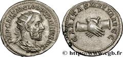 PUPIENUS Type : Antoninien  Date : 238  Mint name / Town : Rome  Metal : billon  Millesimal fineness : 500  ‰ Diameter : 21,5  mm Orientation dies : 7  h. Weight : 5,04  g. Rarity : R1  Officine : 2e 