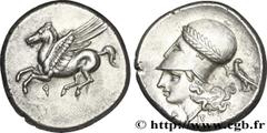 Greek Coins CORINTHIA - CORINTH Statère c. 330 AC. Corinthe, Corinthie R1 silver (23mm, 8,56g, 9h) Obverse : Q (koppa archaïque) Pégase volant à gauche, les ailes déployées Reverse : Tête d'Athéna à g