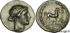 EOLIDE - CYME(IIe siècle avant J.-C.) Tétradrachme stéphanophore N° v11_0114    Date : c. 160 AC. Nom de l'atelier : Eolide, Cymé, monétaire Amphiktyon Métal : argent Diamètre : 31,5mm Axe des coins :