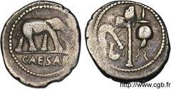 JULES CESAR(13/07/100-15/03/44 avant J.-C.)Caius Julius Cوsar Denier N° v11_0216    Date : 49 AC. Nom de l'atelier : Gaule ou Italie Métal : argent Diamètre : 19,5mm Axe des coins : 12h. Poids : 3,50g