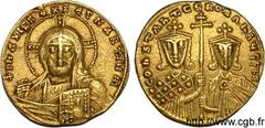 CONSTANTIN VII PORPHYROGENETE(6/06/913-9/11/959)Constantin VII et Romain II(6/04/945-9/11/959) Solidus N° v11_0564    Date : 945-959 Nom de l'atelier : Constantinople Métal : or Diamètre : 19mm Axe de