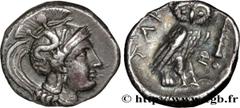 Greek Coins of Europe CALABRIA - TARAS Drachme c. 302-281 AC. Tarente, Calabre R1 silver (16mm, 3,10g, 6h) Obverse : Anépigraphe Tête d'Athéna à droite coiffée du casque attique à triple aigrette orné