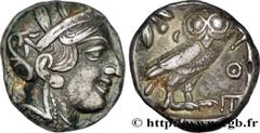 Greek Coins of Europe ATTICA - ATHENS Tétradrachme c. 430 AC. Athènes, Attique silver (23mm, 17,10g, 9h) Obverse : Anépigraphe Tête d'Athéna à droite, coiffée du casque attique à cimier, orné de trois