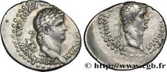 Coinage of the Julio-Claudian dynasty NERO and CLAUDIUS Didrachme 63-64 Césarée R2 silver (22mm, 6,82g, 12h) Obverse : [NE]RO CLAVD DIVI CLAVD F CAESAR [AVG GERM] Tête laurée de Néron à droite (O*) Re