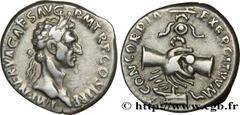 Coinage of the Antonine dynasty NERVA Denier 96 Rome R1 silver (17mm, 3,47g, 6h) Obverse : IMP NERVA CAES AVG - P M TR P COS II P P Tête laurée de Nerva à droite (O*) Reverse : CONCORDIA -.- EXERCITVV