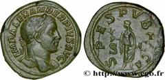 Coinage of the Severan dynasty SEVERUS ALEXANDER Sesterce Augustus 232 Rome copper (32mm, 24,84g, 12h) Obverse : IMP ALEXANDER PIVS AVG Buste lauré d'Alexandre Sévère à droite, drapé sur l'épaule gauc