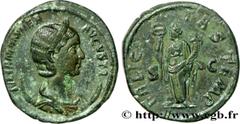 Coinage of the Severan dynasty JULIA MAMAEA Dupondius Daughter of Julia Maesa, mother of Severus Alexander - Augusta 228 Rome R1 copper (26mm, 9,53g, 6h) Obverse : IVLIA MAMAEA - AVGVSTA Buste drapé e