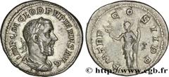 Coinage from the military crisis PUPIENUS Denier 238 Rome R2 silver (19,5mm, 3,04g, 12h) Obverse : IMP C M CLOD PVPIENVS AVG Buste lauré et drapé de Pupien à droite, vu de trois quarts en arrière (A*2