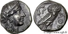 ATTIQUE - ATHENES(393-323 avant J.-C.) Tétradrachme N° v24_0082    Date : c. 350 AC. Nom de l'atelier : Athènes Métal : argent Diamètre : 23mm Axe des coins : 9h. Poids : 17,24g. Etat de conservation 