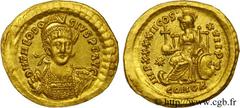 THEODOSE II(10/01/402-28/07/450)Flavius Theodosius Solidus N° v24_0803    Date : 441-450 Nom de l'atelier : Constantinople ou atelier de campagne en Thrace Métal : or Diamètre : 20,5mm Axe des coins :