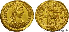 VALENTINIEN III(23/10/425-16/03/455)Placidius Valentinianus Solidus N° v24_0805    Date : c. 430-445 Nom de l'atelier : Vénitie et Istrie, Ravenne Métal : or Diamètre : 21mm Axe des coins : 6h. Poids 