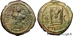 JUSTINIEN Ier(1/08/527-14/11/565) Follis N° v24_0812    Date : 529-533 Nom de l'atelier : Théoupolis, (Antioche) Métal : cuivre Diamètre : 33mm Axe des coins : 5h. Poids : 17,50g. Degré de rareté : R1