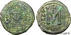 JUSTINIEN Ier(1/08/527-14/11/565) Follis N° v24_0813    Date : 539-540 Nom de l'atelier : Théoupolis, (Antioche) Métal : cuivre Diamètre : 39,5mm Axe des coins : 5h. Poids : 21,10g. Degré de rareté : 