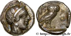 ATTICA - ATHENS Type : Tétradrachme  Date : c. 450-440 AC.  Mint name / Town : Athènes, Attique  Metal : silver  Diameter : 24  mm Orientation dies : 8  h. Weight : 17,06  g. Rarity : R1  Obverse lege