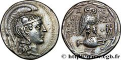 ATTICA - ATHENS Type : Tétradrachme stéphanophore  Date : c. 124-123 AC.  Mint name / Town : Athènes, Attique  Metal : silver  Diameter : 29  mm Orientation dies : 11  h. Weight : 16,74  g. Rarity : R