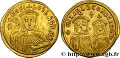 THEOPHILUS and CONSTANTINUS Type : Solidus  Date : 830-840  Mint name / Town : Constantinople  Metal : gold  Millesimal fineness : 1000  ‰ Diameter : 21,5  mm Orientation dies : 6  h. Weight : 4,37  g