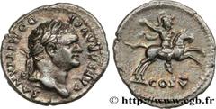 DOMITIANUS Type : Denier  Date : 77  Mint name / Town : Rome  Metal : silver  Millesimal fineness : 800  ‰ Diameter : 18,5  mm Orientation dies : 4  h. Weight : 3,10  g. Rarity : R1  Obverse legend : 