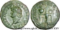 NERON(13/10/54-9/06/68)Nero Claudius Cوsar Drusus Germanicus Semis, (MB, ئ 22) N° v25_0222    Date : 65 Nom de l'atelier : Gaule, Lyon Métal : bronze Diamètre : 22mm Axe des coins : 7h. Poids : 5,81g.