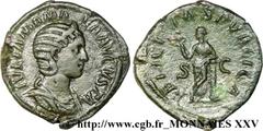 JULIA MAMEE(+235)Julia MamaeaFille de Julia Mوsa, mère d'Alexandre Sévère - Augusta(221-235) Sesterce, (GB, ئ 32) N° v25_0354    Date : 230 Nom de l'atelier : Rome Métal : bronze Diamètre : 32mm Axe d