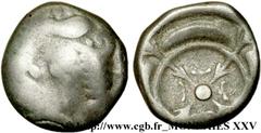 SUD-OUEST DE LA GAULE(IIIe siècle avant J.-C.) Drachme imitation de Rhodé uniface N° v25_0539    Date : IIIe siècle avant J.-C. Métal : argent Diamètre : 16,5mm Poids : 3,86g. Degré de rareté : R2 Eta