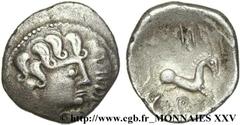 SUESSIONS (région de Soissons)(IIe - Ier siècles avant J.-C.) Denier au cheval NIDE/ALABRODIIOS N° v25_0732    Date : c. 60-50 AC. Métal : argent Diamètre : 16,3mm Axe des coins : 6h. Poids : 2,41g. D