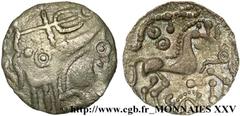 AMBIENS (Région d'Amiens)(IIe - Ier siècles avant J.-C.) Denier d'argent scyphate dit “à l'hippocampe” N° v25_0765    Date : c. 60-50 AC. Métal : argent Diamètre : 13mm Axe des coins : 5h. Poids : 0,4