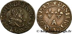 Royal coins LOUIS XIII Type : Denier tournois, type 4, en argent  Date : 1627  Mint name / Town : Paris  Metal : silver  Diameter : 16,5  mm Orientation dies : 6  h. Weight : 2,45  g. Edge : lisse  Ra