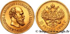 World coins RUSSIA - ALEXANDER III Type : 10 Roubles  Date : 1894  Mint name / Town : Saint-Petersbourg  Quantity minted : 1007  Metal : gold  Millesimal fineness : 900  ‰ Diameter : 24,5  mm Orientat