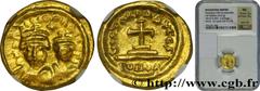 Byzantine coins HERACLIUS and HERACLIUS CONSTANTINE Type : Solidus  Date : indiction 6  Date : 617-618  Mint name / Town : Carthage  Metal : gold  Millesimal fineness : 1000  ‰ Diameter : 13,5  mm Ori