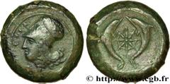 Greek Coins SICILY - SYRACUSE Type : Drachme  Date : c. 380 AC.  Mint name / Town : Syracuse, Sicile  Metal : copper  Diameter : 30  mm Orientation dies : 9  h. Weight : 32,28  g. Rarity : R1  Obverse