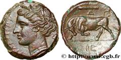 Greek Coins SICILY - SYRACUSE Type : Litra  Date : c. 275 - 269/265 AC.  Mint name / Town : Syracuse, Sicile  Metal : bronze  Diameter : 20  mm Orientation dies : 2  h. Weight : 6,38  g. Rarity : INÉD