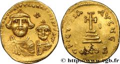Byzantine coins HERACLIUS and HERACLIUS CONSTANTINE Type : Solidus  Date : 616-625  Mint name / Town : Constantinople  Metal : gold  Millesimal fineness : 1.000  ‰ Diameter : 20  mm Orientation dies :